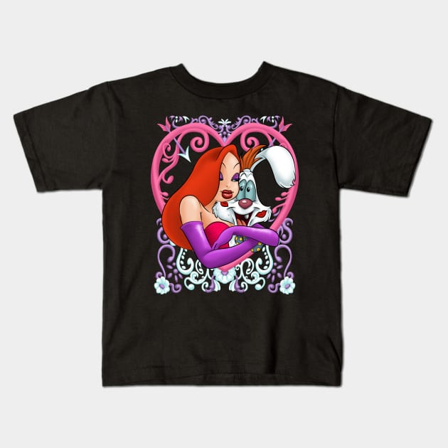 Rabbit Valentine Kids T-Shirt by RCBrock